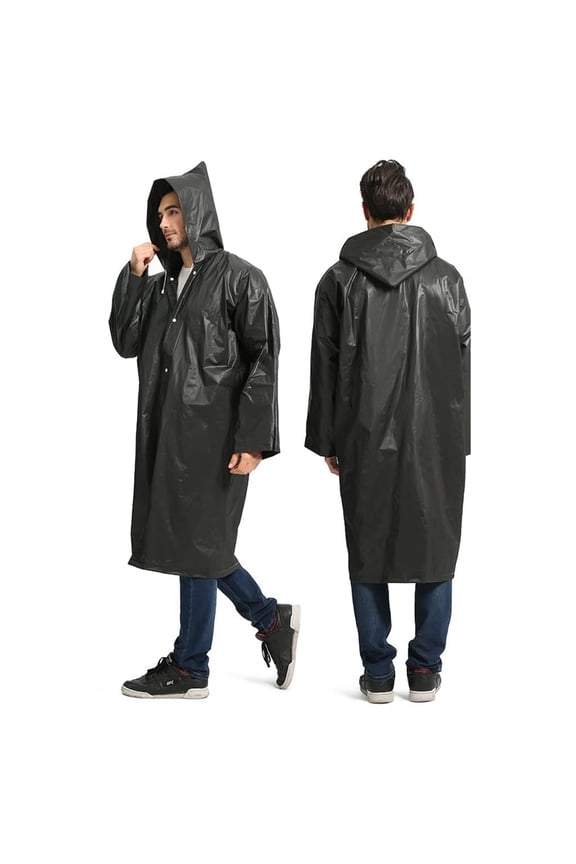 Durable Reusable EVA Raincoat, Portable Waterproof Rain Cape with Hood and Elastic Sleeves, Easy Snap Fasteners for Quick Wear, Ideal for Camping, Hiking, Travel, and Outdoor Activities