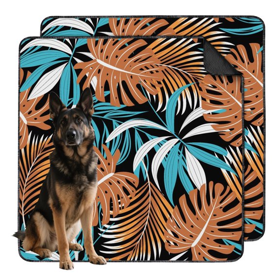 Durable Reusable Potty Pads for Dog Crates and Floors, Hawaiian Themed Designs, Non-Slip and Highly Absorbent for Effective House Training. (Hawaiian plant patterns, 48" x48")