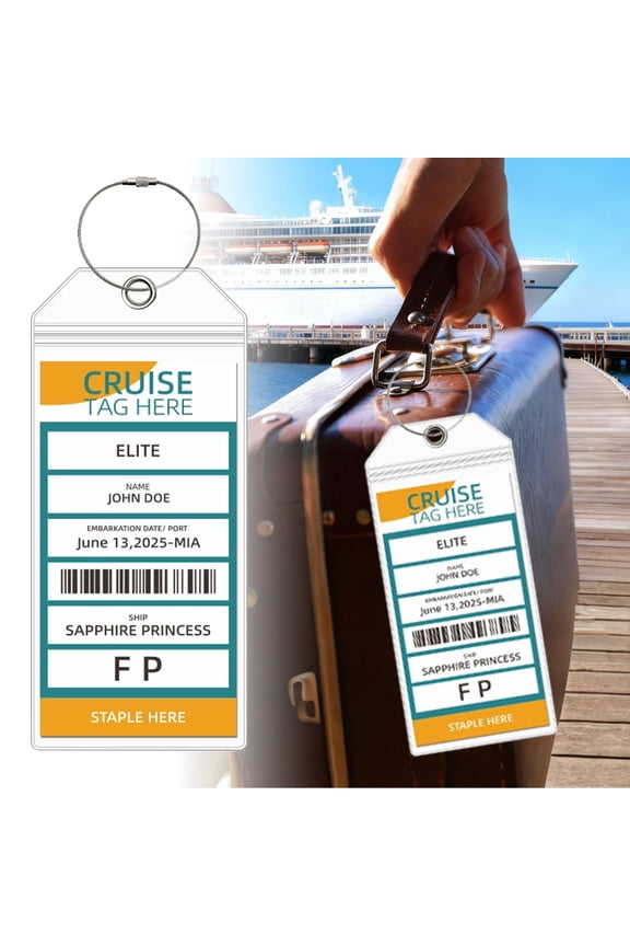 Durable Reusable Waterproof Cruise Luggage Tag Holders with Clear Window Secure Design, Luggage Tags Fit for Carnival Cruise Line Ships, Cruise Essentials Must Haves 2026 Travel Accessories