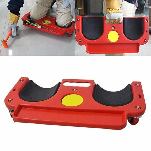 Durable Rolling Knee Pad with 5 Omni-Directional Wheels, Soft Foam Padding, Convenient Carry Handle, and Tool Trays  Ideal for Auto Repair, Construction, Gardening & More