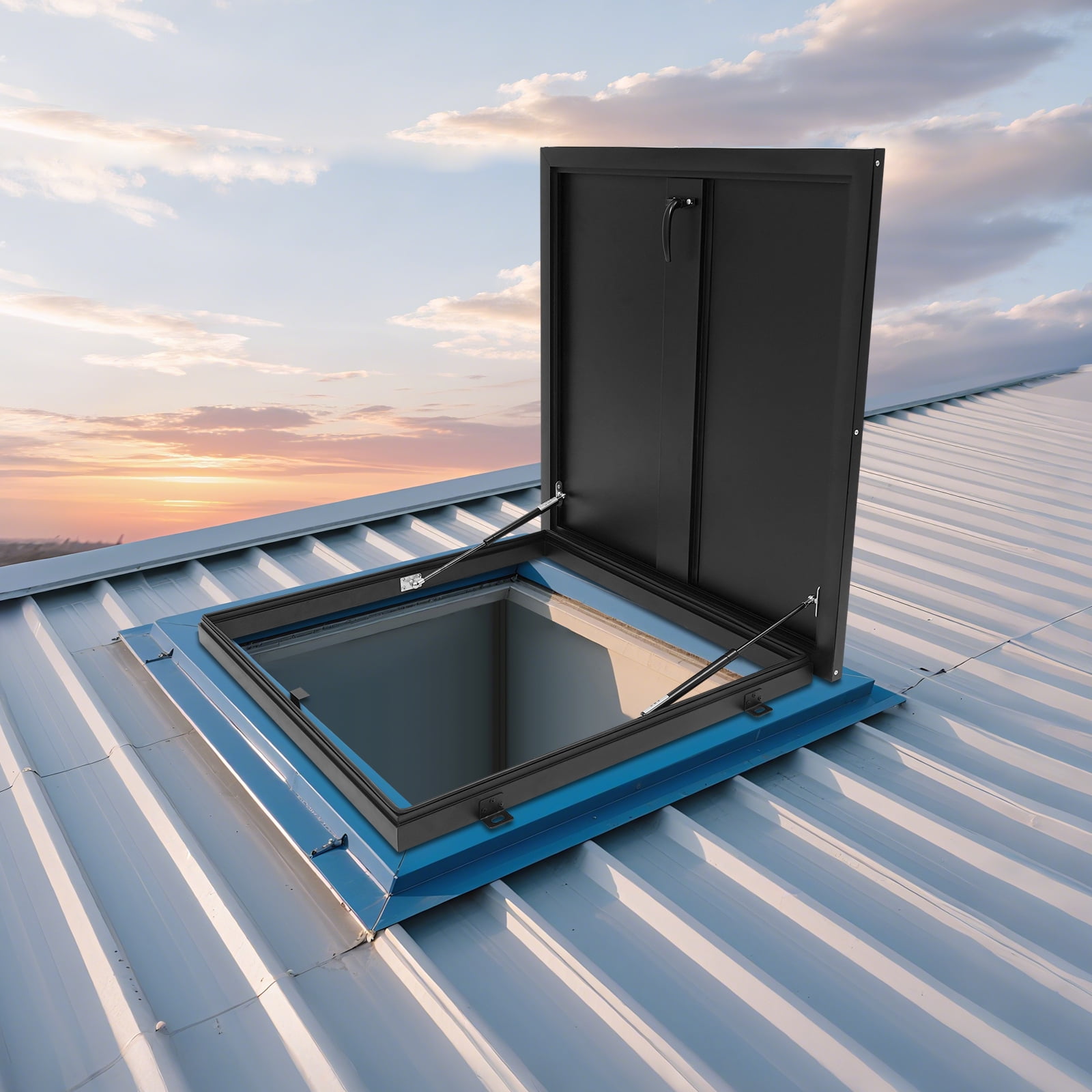 Durable Roof Hatch, 75x75cm High-Temp Baked Paint, Rounded Edges & Quiet Closing, Suitable for Office Buildings/Retail Stores