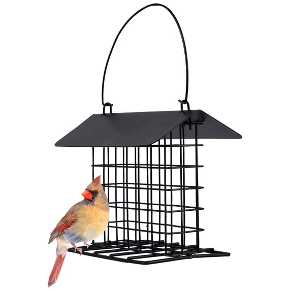 Durable Roof Top Bird Parrot Suet Reusable Feeder for Outside Garden Yard Patio Hanging Metal Suet Cake Holder Squirrel Proof Weatherproof for Wild Hummingbird Woodpecker Single Suet Cage