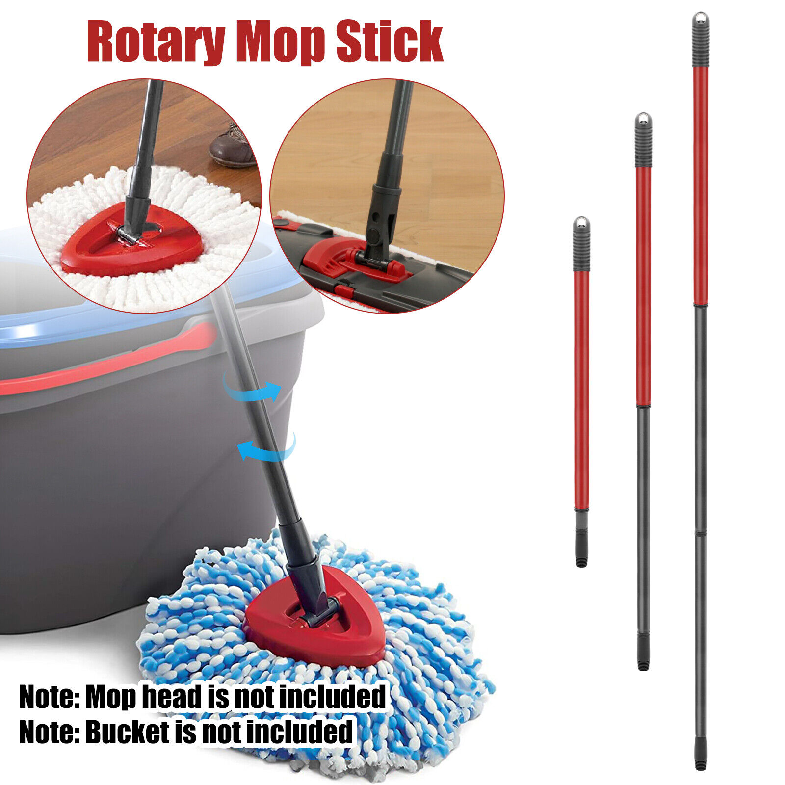 Durable Rotary Mop Stick Microfiber Bucket Floor Cleaning For OCedar