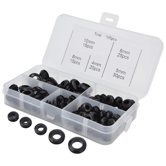Durable Rubber Grommet Kit, Excellent Insulation Protection For Wires, Cables Plumbing, 105pcs