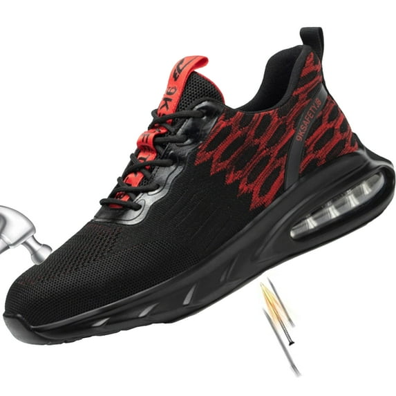 Durable Safety Shoes for Men Women Mens Breathable Safety Trainers with Air Cushion- Steel Toe Cap, Slip-Resistant, Comfortable Work Shoes for Industrial & Construction
