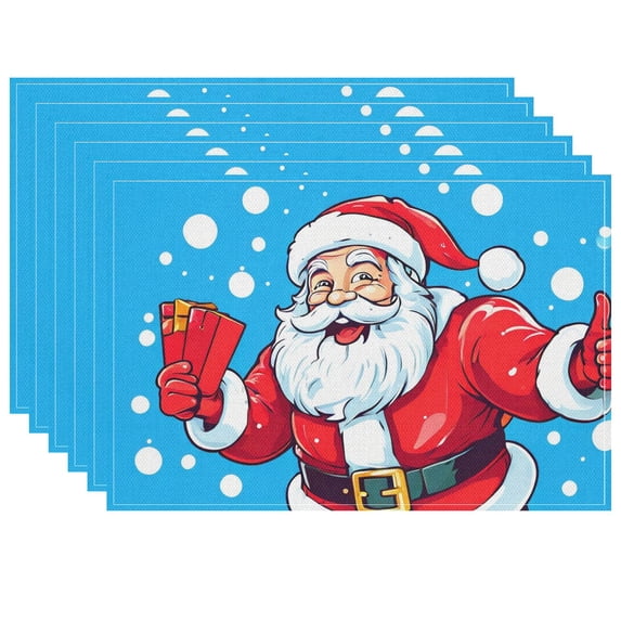Durable Santa Claus Christmas Decor Placemats Cute Heat-Resistant Welcome Door Mats Comic Style Washable Door Mat Outdoor Entrance - Deco for Kitchen (17.7"x13")