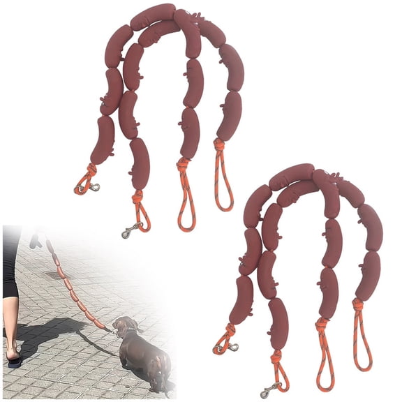 Durable Sausage Shaped Dog Leash, Heavy Duty Rubber Walking Lead with Comfort Grip for Small Medium Dogs Outdoor Training