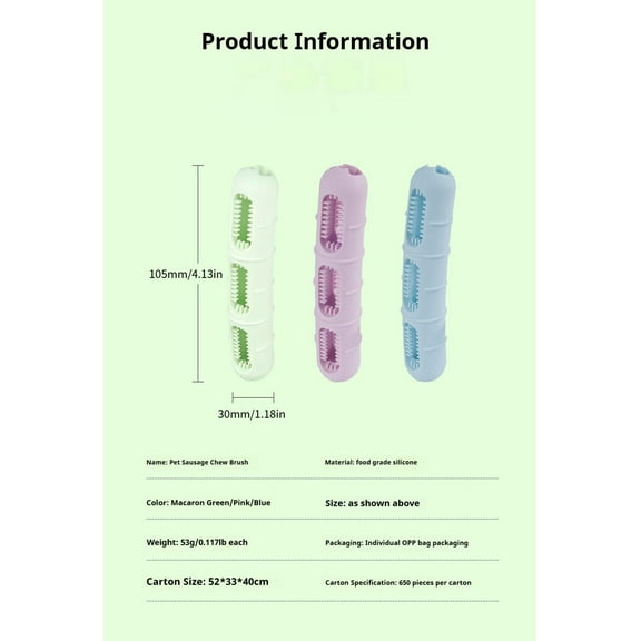 Durable Sausage Stuffable Chew Toy: Dental Care + Teething Relief + Mental Stimulation for All Dogs
