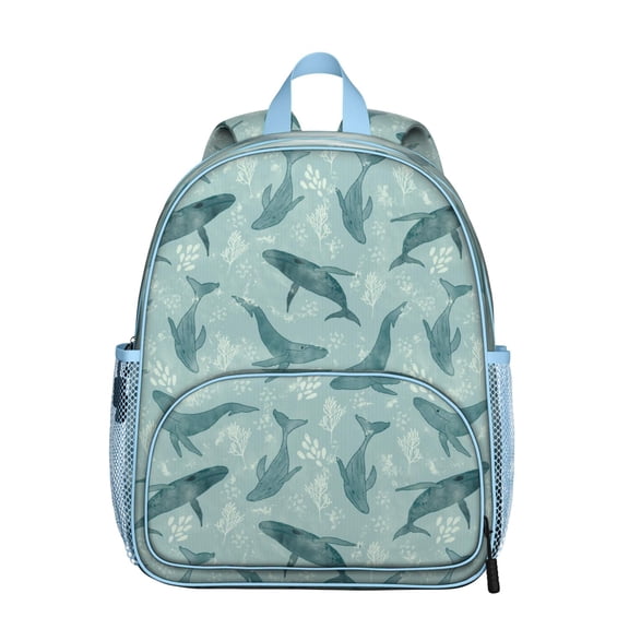 Durable School Backpack with Side Pockets - Abstract Shark & Whale Art for Budget Buyers