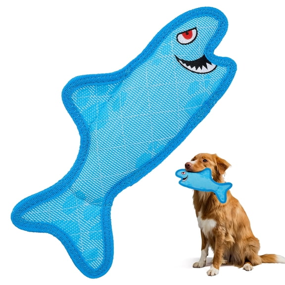 BRONZY Durable Shark Dog Toy for Aggressive Chewers - Interactive Squeaky Chew Toy