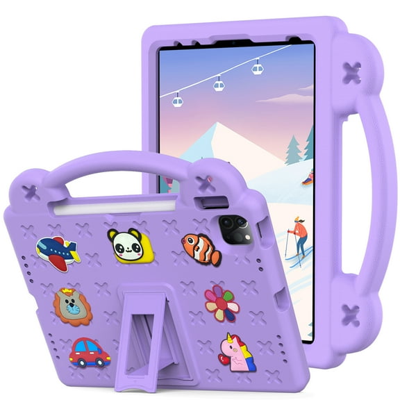Durable Shockproof Case for Apple iPad 9th/8th/7th Generation 10.2 Inch, EVA Foam Protective Cover with Built-in Kickstand, Detachable Shoulder Strap, Precise Cutouts, Kid-Friendly Handle Design