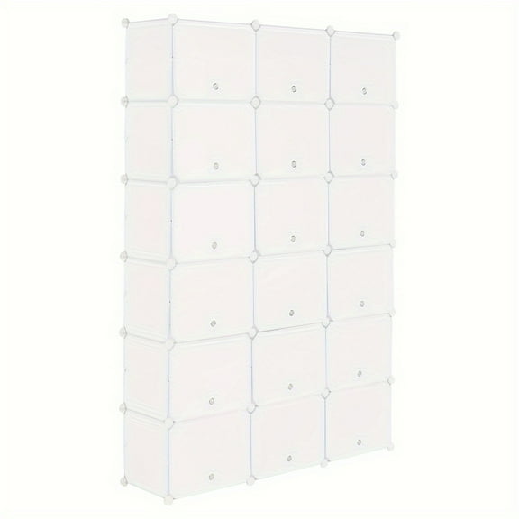 [Durable Shoe Rack Organizer]12-Tier Expandable Shoe Rack Organizer - Durable ABS Plastic & Metal Frame,72" H x 48" W x 12" D,White Panels,Versatile Storage for Shoes, Heels,and More with 14/36 Grids