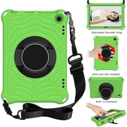 Durable Silicone Case for Kindle Fire HD 8 & Fire HD 8 Plus Tablet 8", 10th Generation, 2020 Release - Shockproof Protective Stand Cover with Hand Holder / Adjustable Shoulder Strap Green