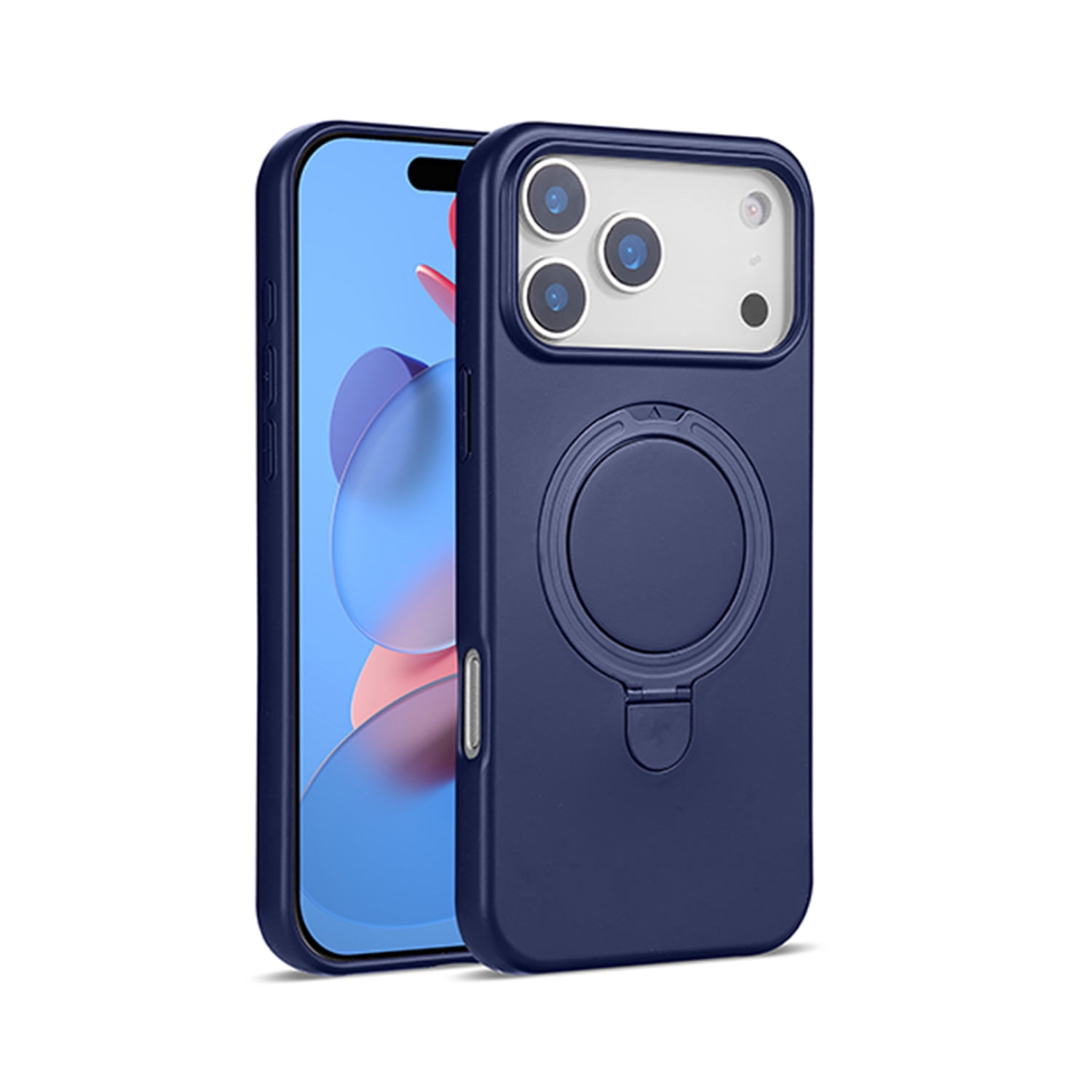 Durable Silicone Stand Case with Magsafe for iPhone 17 Pro - Dark Blue