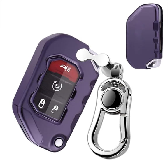 Durable Silicone TPU Flip Key Fob Cover with Keychain for 2018 2019 2020 2021 2022 Jeep Wrangler JL JLU Rubicon Sahara and Gladiator JT Models Protective Holder Shell