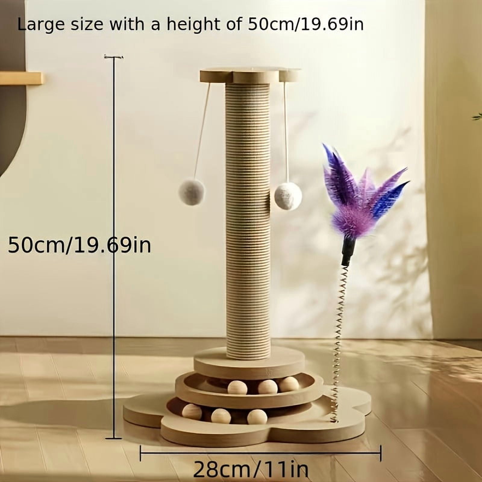 View of Durable Sisal Cat Scratching Post & Climbing Tower - Dual-Sided ...