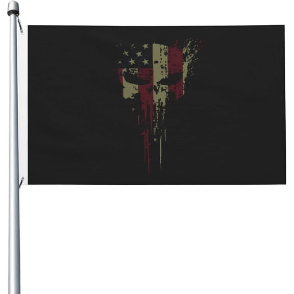 Durable Skull Head Usa Flag With Grunge Flags For Outside 3x5 Ft Double-Sided Flag Banner Outdoor Yard Decoration 3by5 Flags