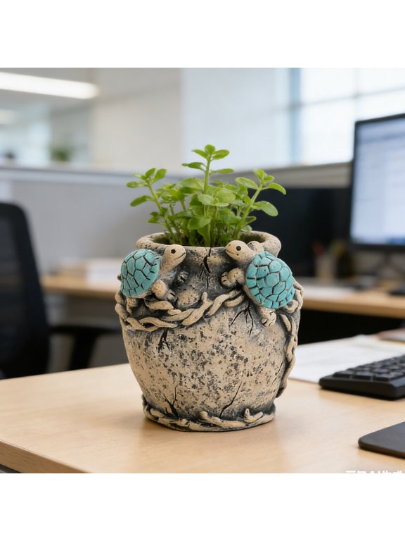 Durable Small Animal Succulent Flower Pot 5.51x5.11x5.11 Inch Minimalist Garden Ornament for Terrace Patio Table Gift for Friend Coworker Home Gift,A