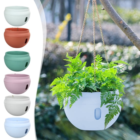 Hanging Basket Planter with Water Barrier, Plastic Rattan Design for Succulents & Ivy, Indoor Outdoor Home Decor