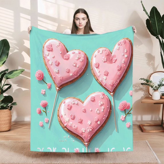 Durable Soft Flannel Blanket - Cozy Floral Pattern Design for Sofa Travel Bed & Chair - Warm & Comfortable Throw Blanket
