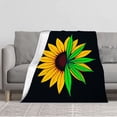 thumbnail image 1 of Durable Soft Flannel Blanket - Cozy Sunflower Design with Vibrant Yellow Petals & Green Leaves Perfect for Sofa Travel Bed Chair, 1 of 5