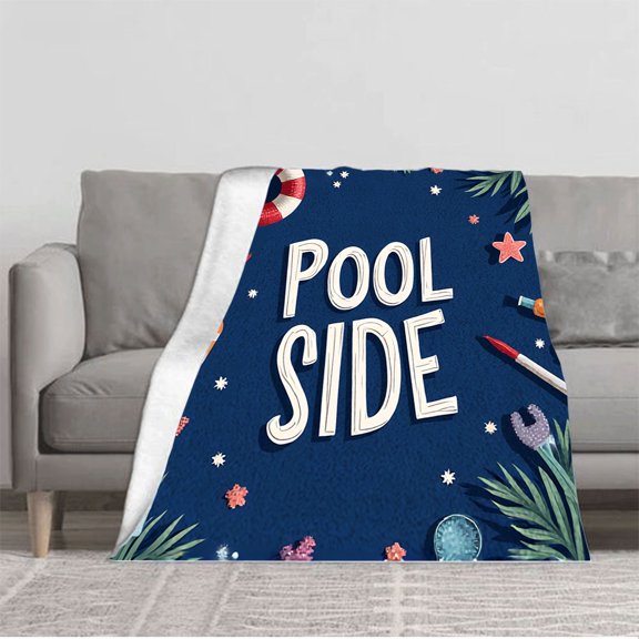 Durable Soft Flannel Blanket - Cozy Tropical Poolside Design Perfect for Sofa Travel Bed & Chair - Warm & Inviting