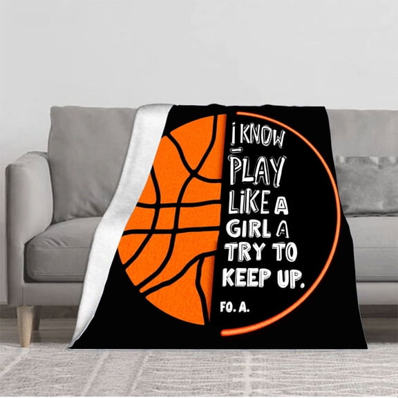 Durable Soft Flannel Blanket with Basketball Design - Cozy Warm Throw for Sofa Travel Bed Chair - Perfect for Sports Lovers