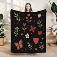 thumbnail image 1 of Durable Soft Flannel Blanket with Floral & Butterfly Design Cozy for Sofa Travel Bed & Chair - Perfect for Warmth & Style, 1 of 7