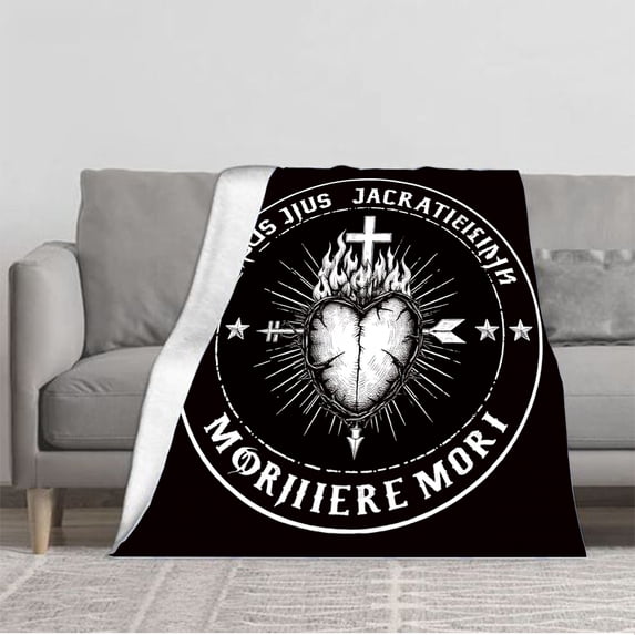 Durable Soft Flannel Blanket with Unique Heart and Flame Design Cozy for Sofa Travel Bed and Chair - Warmth & Style
