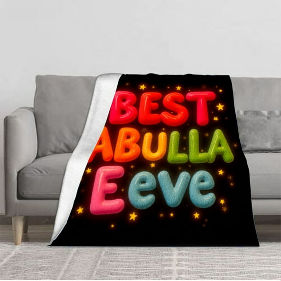 Durable Soft & Warm Flannel Blanket - Colorful Playful Design with Glowing Text & Stars Perfect for Sofa Travel Bed & Chair
