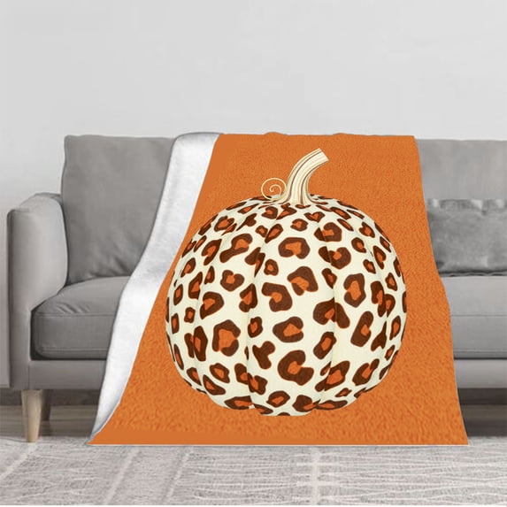 Durable Soft & Warm Flannel Blanket - Cozy Animal Print Design in Brown & Orange Perfect for Sofa Travel Bed or Chair