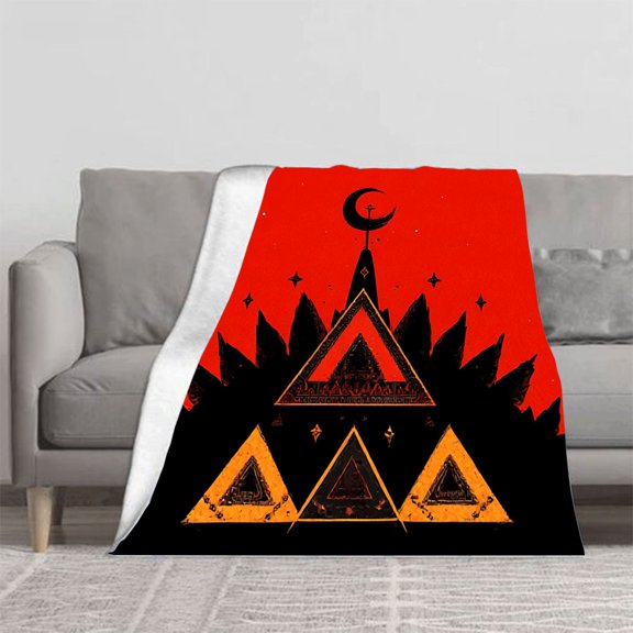 Durable Soft & Warm Flannel Blanket - Cozy Celestial Design with Intricate Patterns Perfect for Sofa Travel Bed & Chair