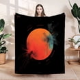 thumbnail image 1 of Durable Soft & Warm Flannel Blanket - Cozy Celestial Design with Vibrant Orange Perfect for Sofa Travel Bed & Chair, 1 of 7