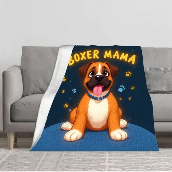 Durable Soft & Warm Flannel Blanket - Cozy Design with Playful ' BOXER ' Text Perfect for Sofa Travel Bed Chair