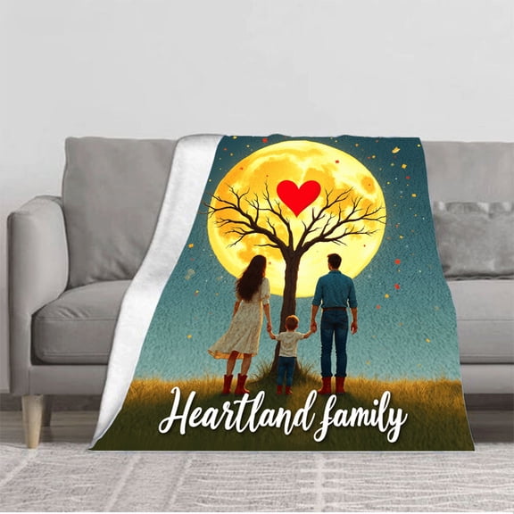 Durable Soft & Warm Flannel Blanket - Cozy Design with Vibrant Colors Perfect for Sofa Travel Bed or Chair - Heartland Family Theme