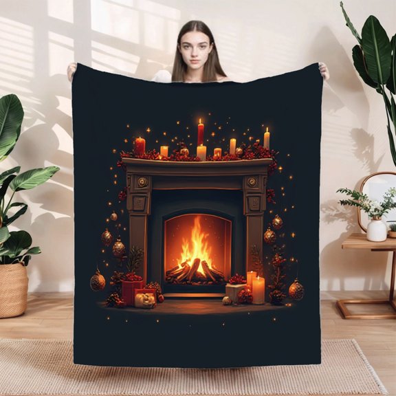 Durable Soft & Warm Flannel Blanket - Cozy Festive Design for Sofa Travel Bed & Chair - Perfect for Winter Celebrations