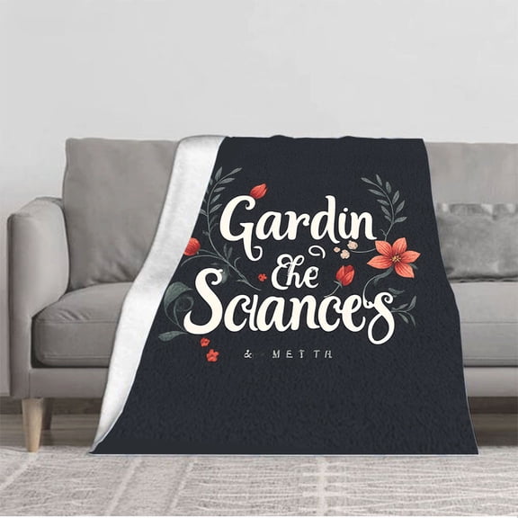 Durable Soft & Warm Flannel Blanket - Cozy Floral Design with Green & Red Accents Perfect for Sofa Travel Bed & Chair