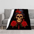 thumbnail image 1 of Durable Soft & Warm Flannel Blanket - Cozy Floral Design with Red Roses Perfect for Sofa Travel Bed & Chair, 1 of 5