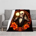 thumbnail image 1 of Durable Soft & Warm Flannel Blanket - Cozy Floral Design with Skeleton in Perfect for Sofa Travel Bed & Chair, 1 of 5