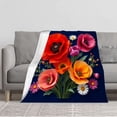 thumbnail image 1 of Durable Soft & Warm Flannel Blanket - Cozy Floral Design with Vibrant Tulips & Daisies for Sofa Travel Bed & Chair, 1 of 5
