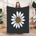 thumbnail image 1 of Durable Soft & Warm Flannel Blanket - Cozy Floral Design with White Petals & Orange Core Perfect for Sofa Travel Bed & Chair, 1 of 7