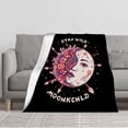 thumbnail image 1 of Durable Soft & Warm Flannel Blanket - Cozy Floral Moon Design for Sofa Travel Bed & Chair Moonchild Vibes, 1 of 5