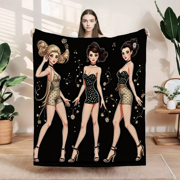 Durable Soft & Warm Flannel Blanket - Cozy Floral Pattern Design for Sofa Travel Bed & Chair - Perfect for Vintage Aesthetic Lovers