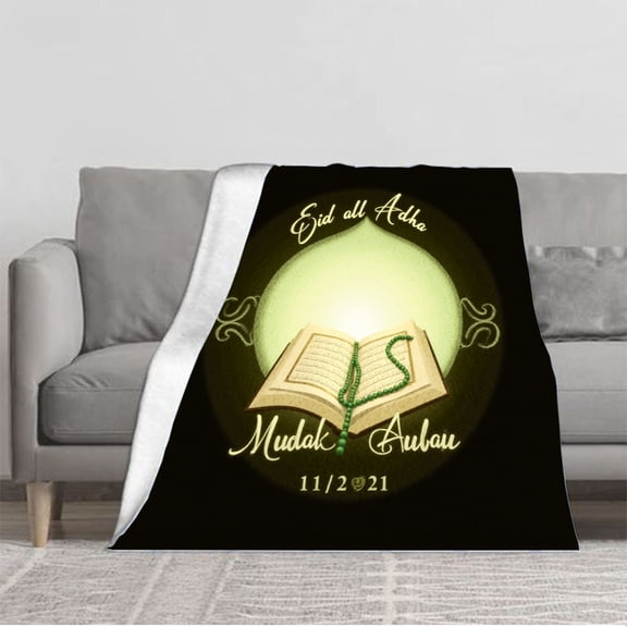 Durable Soft & Warm Flannel Blanket - Cozy Green Prayer Chain Design Perfect for Sofa Travel Bed & Chair - Ideal for Comfort