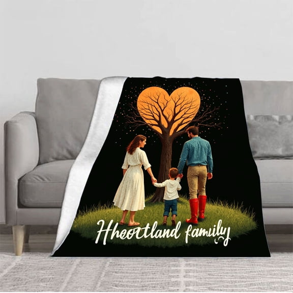 Durable Soft & Warm Flannel Blanket - Cozy Heartland Design for Sofa Travel Bed & Chair - Perfect for Family Gatherings