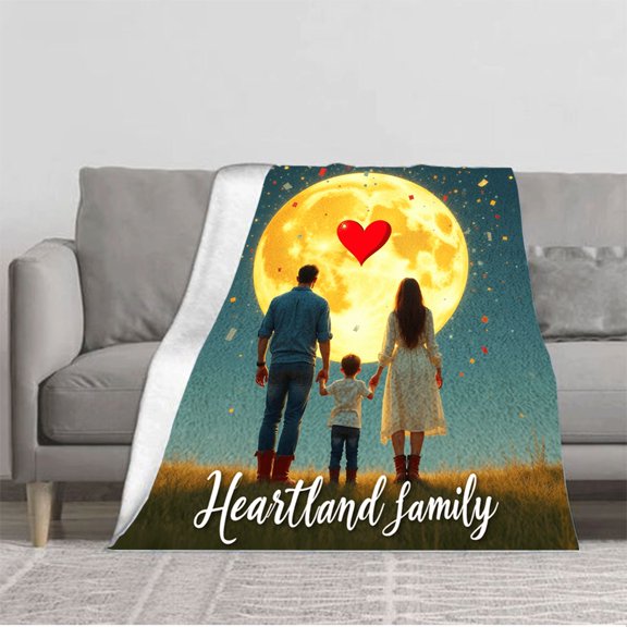 Durable Soft & Warm Flannel Blanket - Cozy Heartland Family Design Perfect for Sofa Travel Bed & Chair - Magical Comfort