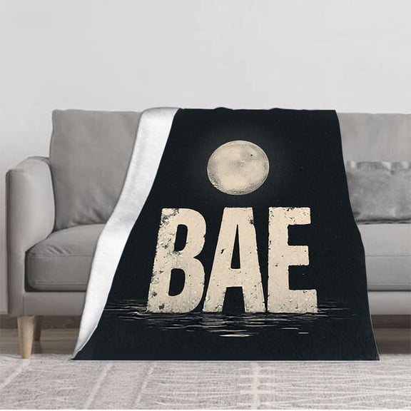 Durable Soft & Warm Flannel Blanket - Cozy Moonlit BAE Design for Sofa Travel Bed & Chair - Perfect for Serene Nights