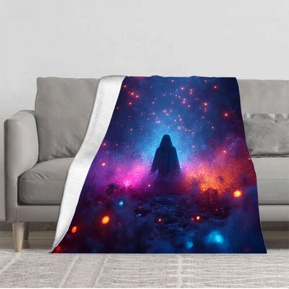 Durable Soft & Warm Flannel Blanket - Cozy Mystical Design for Sofa Travel Bed & Chair - Perfect for Comfort & Style