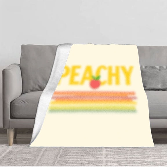 Durable Soft & Warm Flannel Blanket - Cozy Peachy Design with Colorful Stripes for Sofa Travel Bed & Chair - Perfect for Comfort