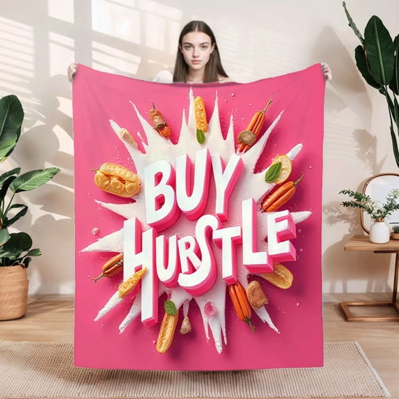 Durable Soft & Warm Flannel Blanket - Cozy Pink Burst Design with Colorful Accents for Sofa Travel Bed & Chair